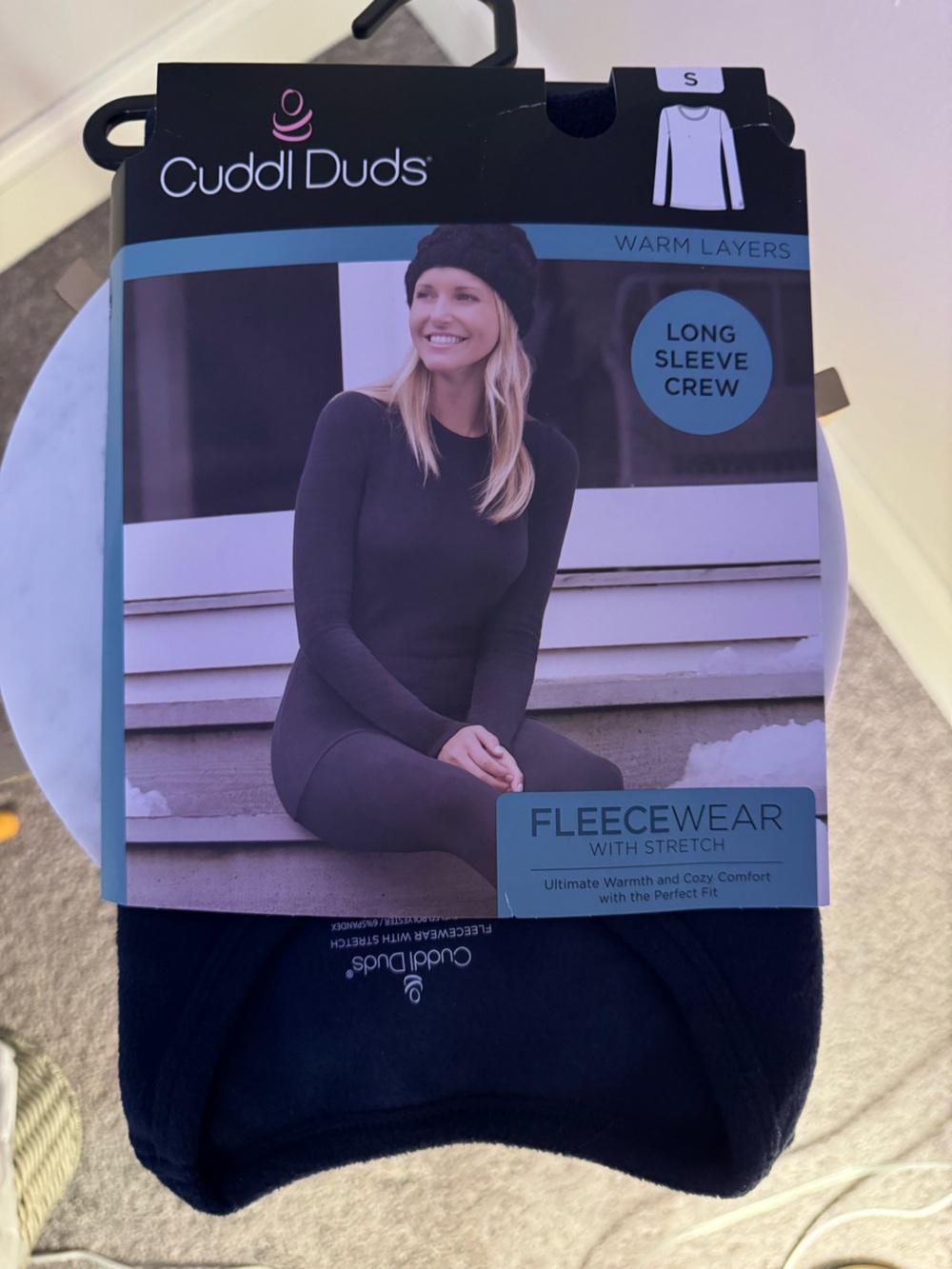 Cuddl Duds Fleecewear With Stretch Women's Base Layer Top Navy Blue Size S
